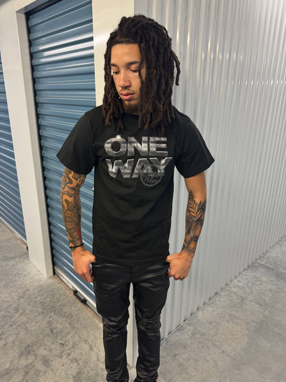 BLACK "STEEL STATEMENT" TEE